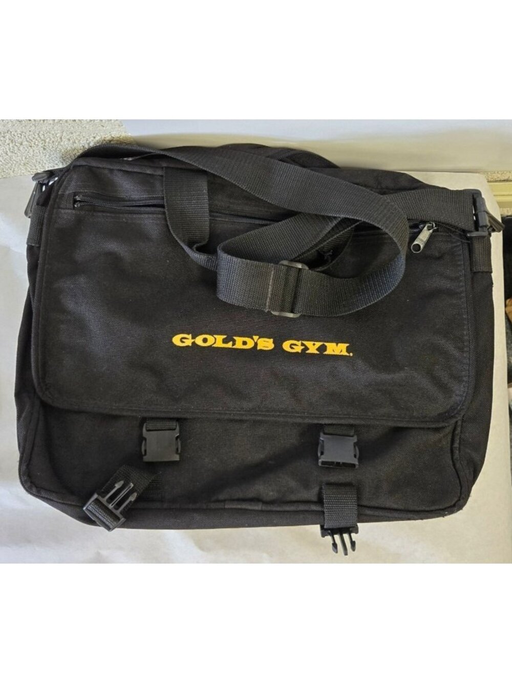 Gold's Gym Logoed Woven Travel Laptop Bag Multiple Pockets Office Gear Gym Bag